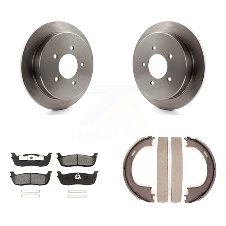 Rear Disc Rotors Semi-Metallic Pads & Parking Shoes Kit For Ford F-150 Expedition Lincoln K8S-104477