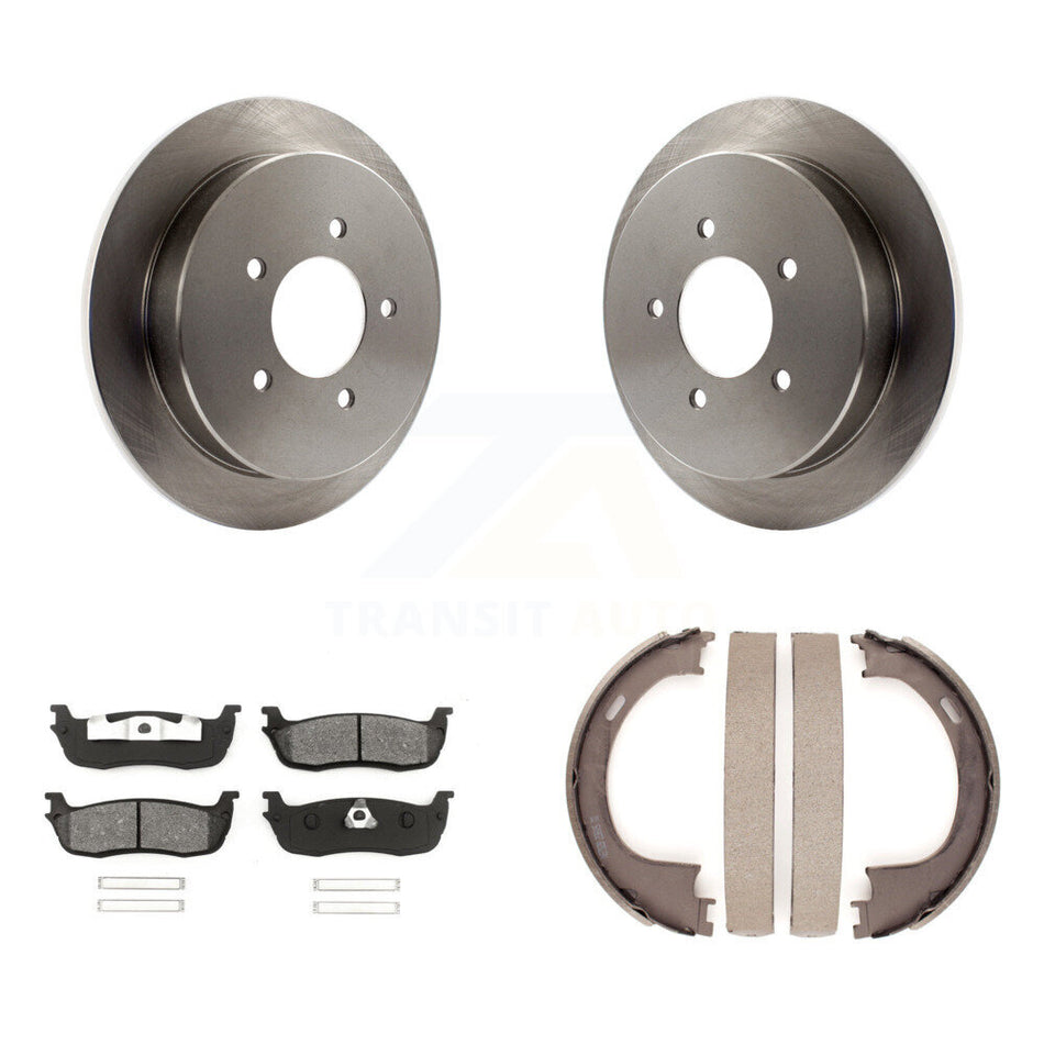 Rear Disc Rotors Semi-Metallic Pads & Parking Shoes Kit For Ford F-150 Expedition Lincoln K8S-104477
