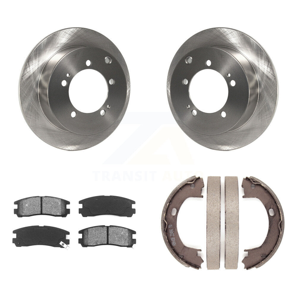 Rear Disc Rotors Semi-Metallic Pads Parking Brake Shoes Kit For Mitsubishi Eclipse Dodge K8S-104484