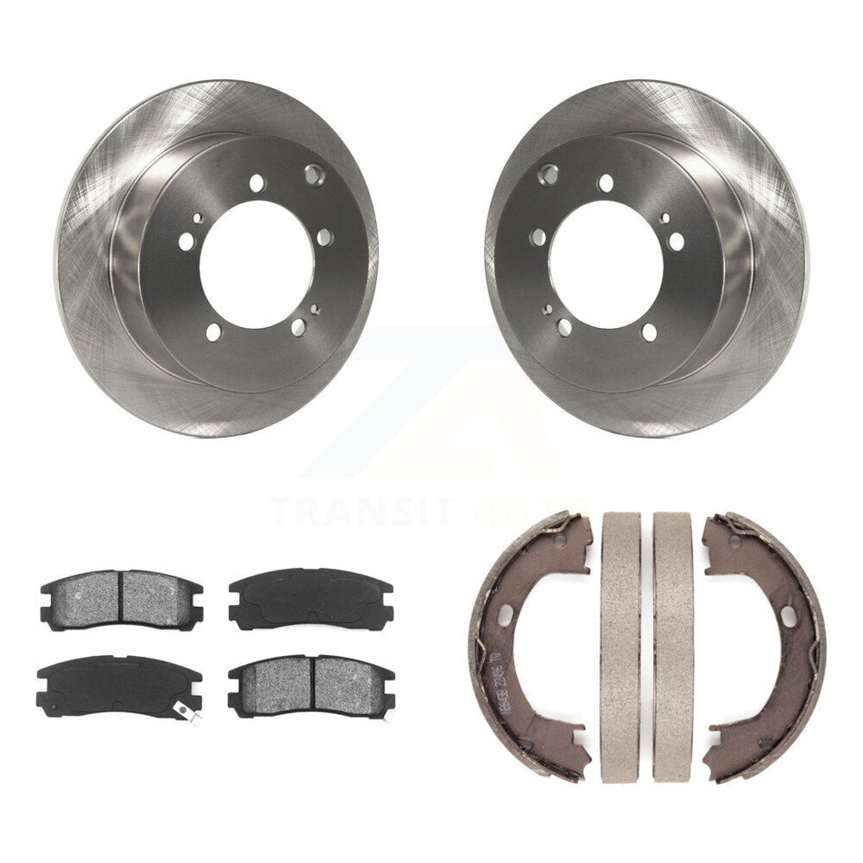Rear Disc Rotors Semi-Metallic Pads Parking Brake Shoes Kit For Mitsubishi Eclipse Dodge K8S-104484