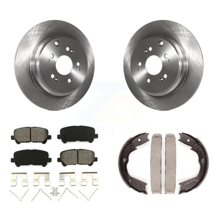 Rear Disc Rotors Semi-Metallic Pads Parking Brake Shoes Kit For Honda Pilot Acura MDX ZDX K8S-104485