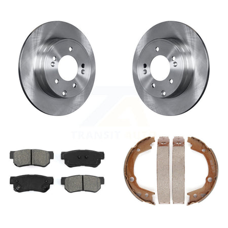 Rear Disc Rotors Semi-Metallic Pads And Parking Brake Shoes Kit For Hyundai Sonata 3.3L K8S-104488
