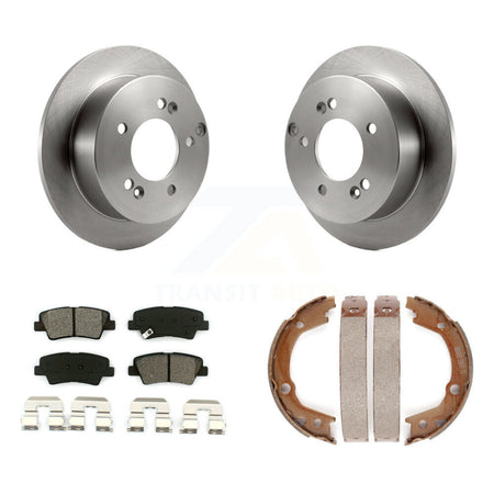 Rear Disc Rotors Semi-Metallic Pads And Parking Brake Shoes Kit For Hyundai Sonata 2.4L K8S-104490