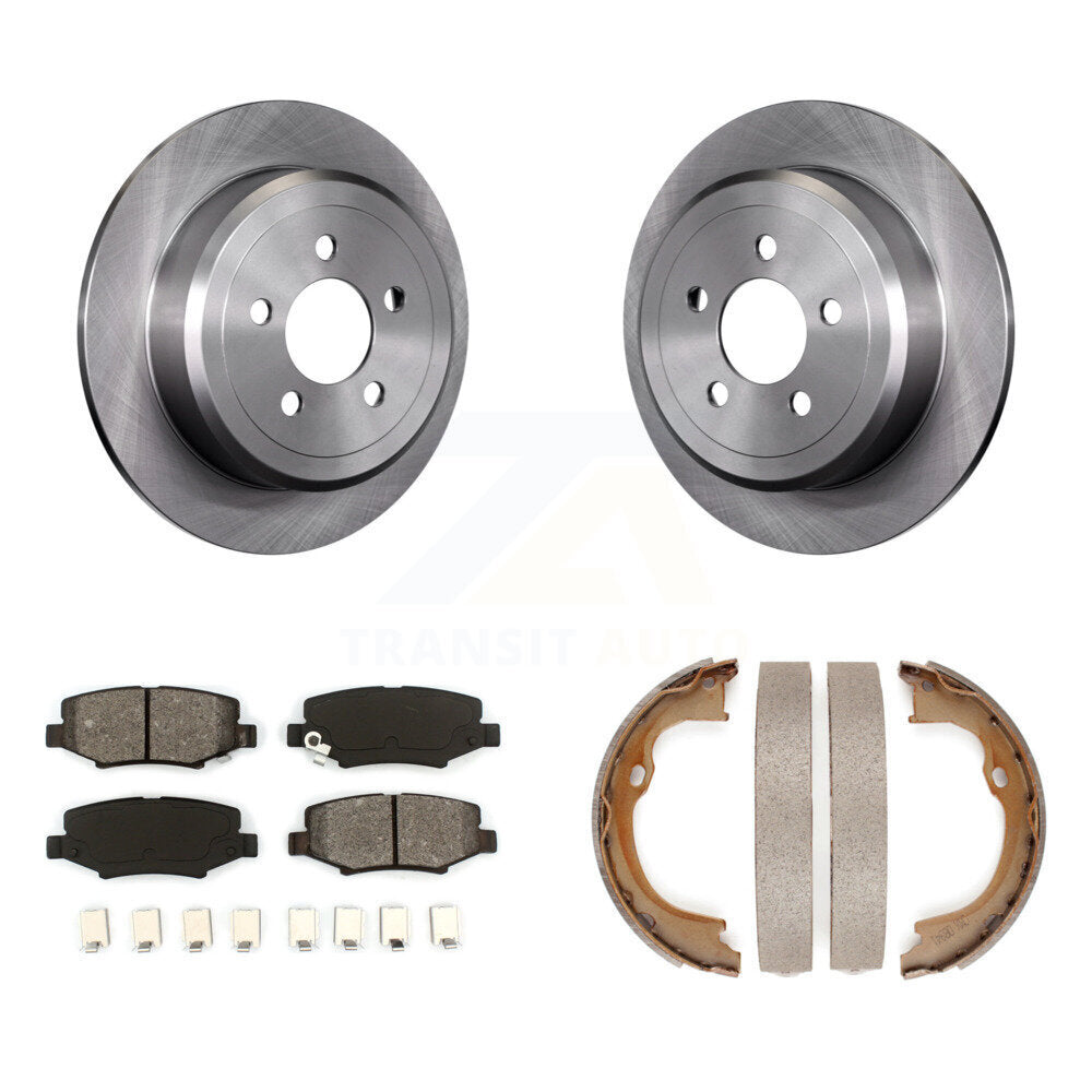 Rear Disc Rotors Semi-Metallic Pads Parking Brake Shoes Kit For Jeep Liberty Dodge Nitro K8S-104491