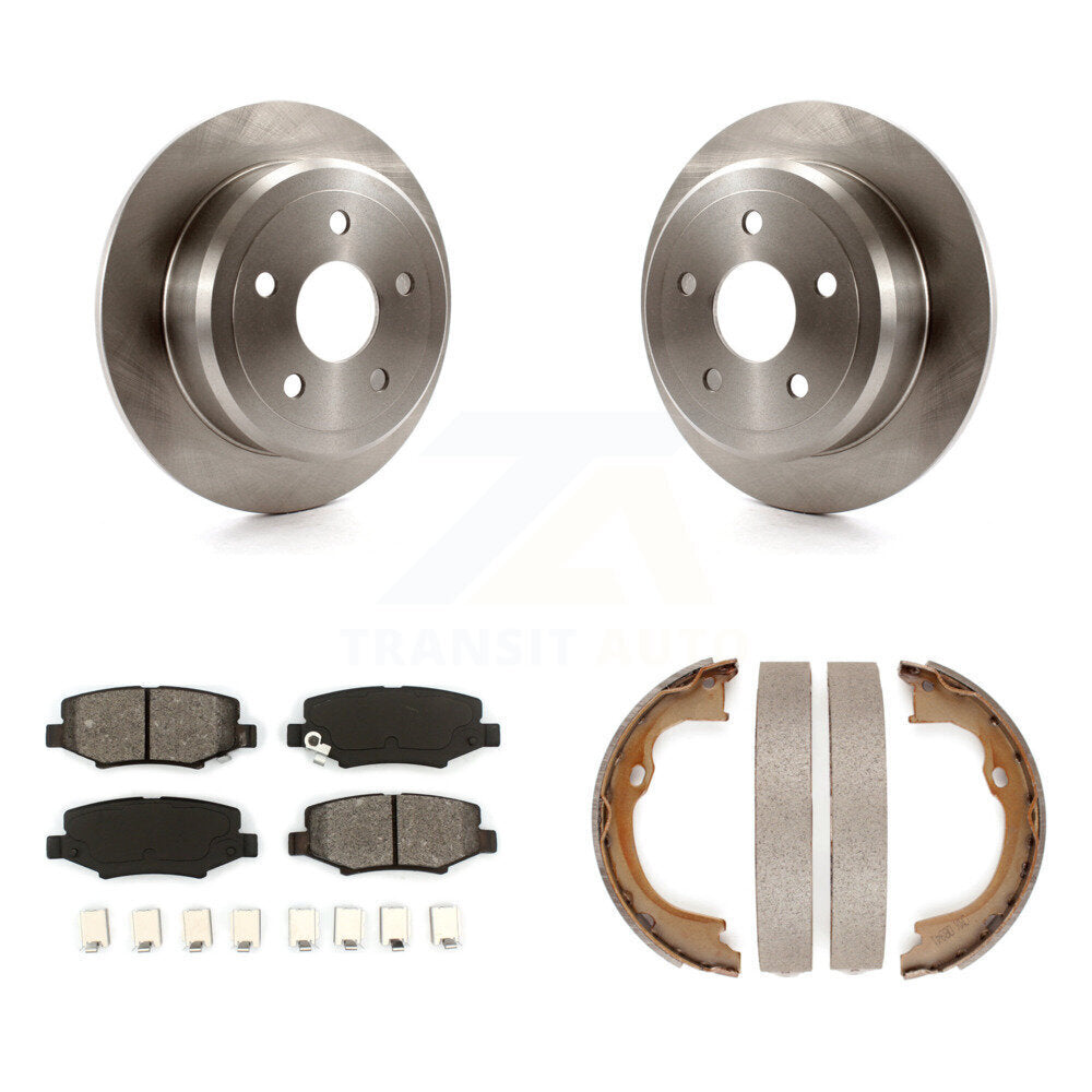 Rear Disc Rotors Semi-Metallic Pads And Parking Brake Shoes Kit For Jeep Wrangler JK K8S-104492