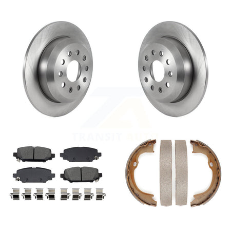 Rear Disc Rotors Semi-Metallic Pads & Parking Shoes Kit For 2018-2020 Jeep Wrangler Sport K8S-104494