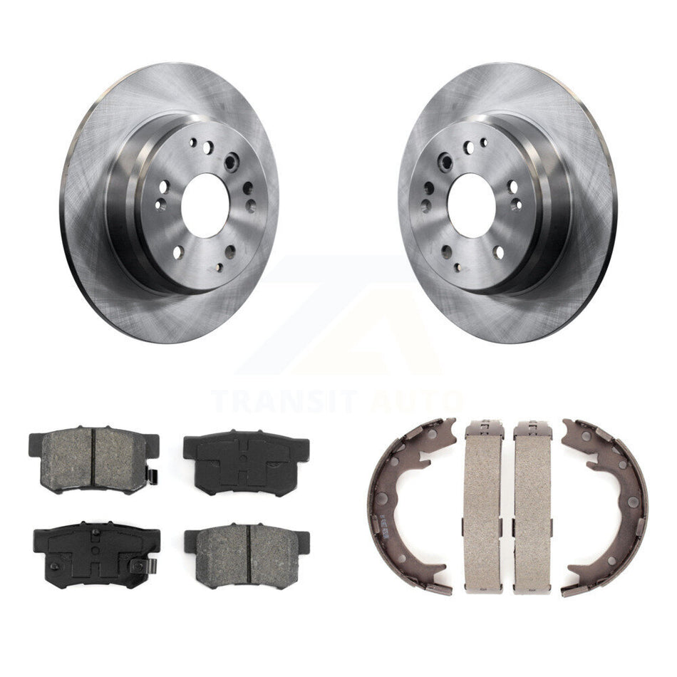 Rear Disc Rotors Semi-Metallic Pads & Parking Brake Shoes Kit For Acura TL Honda Element K8S-104497