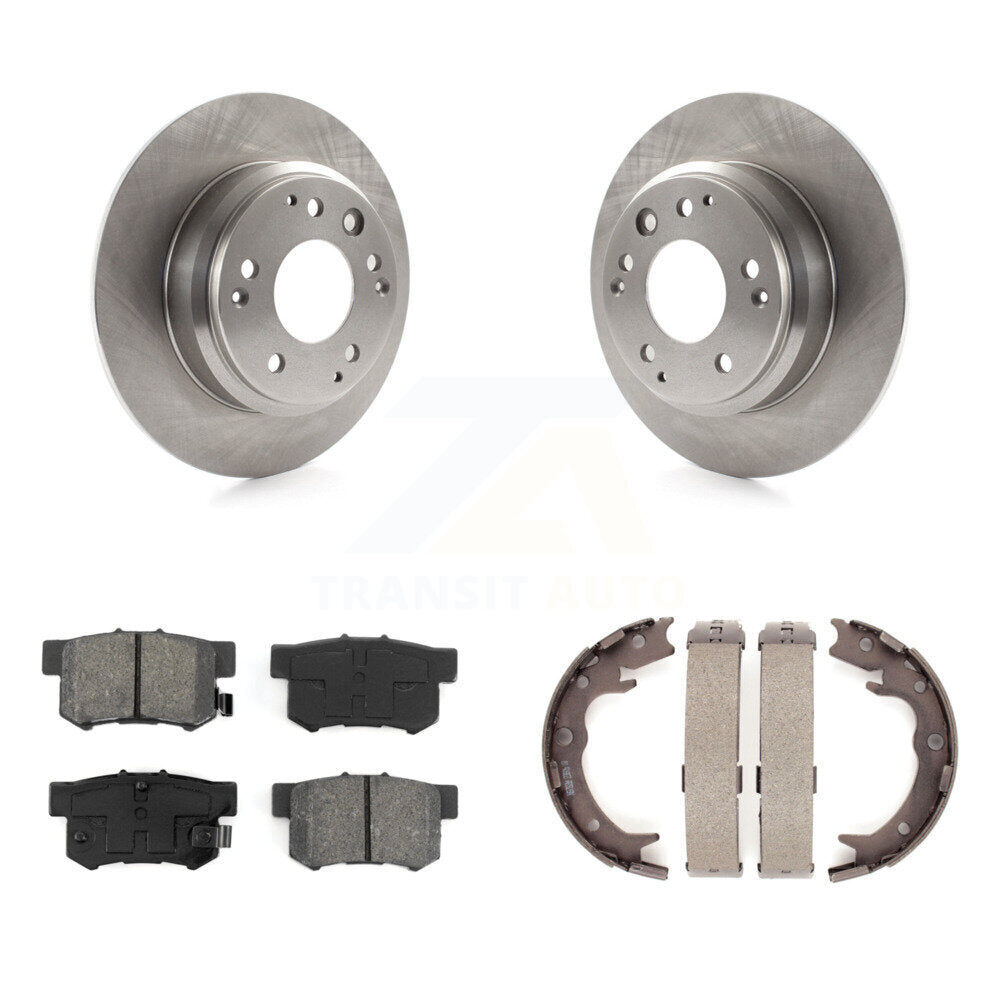 Rear Disc Rotors Semi-Metallic Pads & Parking Brake Shoes Kit For Honda Odyssey Acura RL K8S-104499