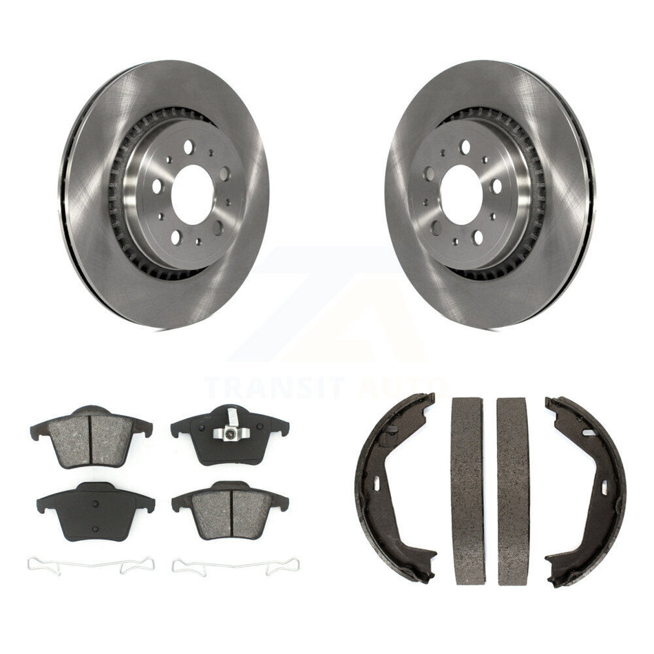 Rear Disc Rotors Semi-Metallic Pads And Parking Brake Shoes Kit For 2003-2007 Volvo XC90 K8S-104501
