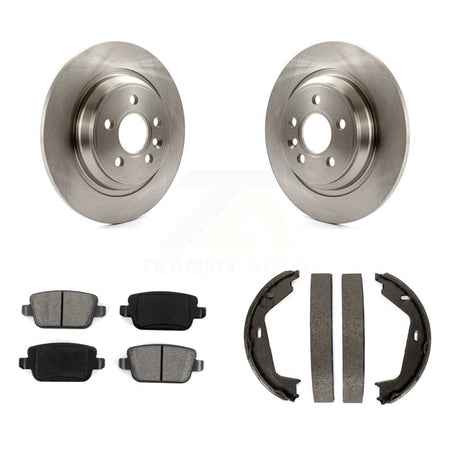 Rear Disc Rotors Semi-Metallic Pads & Parking Brake Shoes Kit For 2008-2009 Volvo S80 FWD K8S-104504