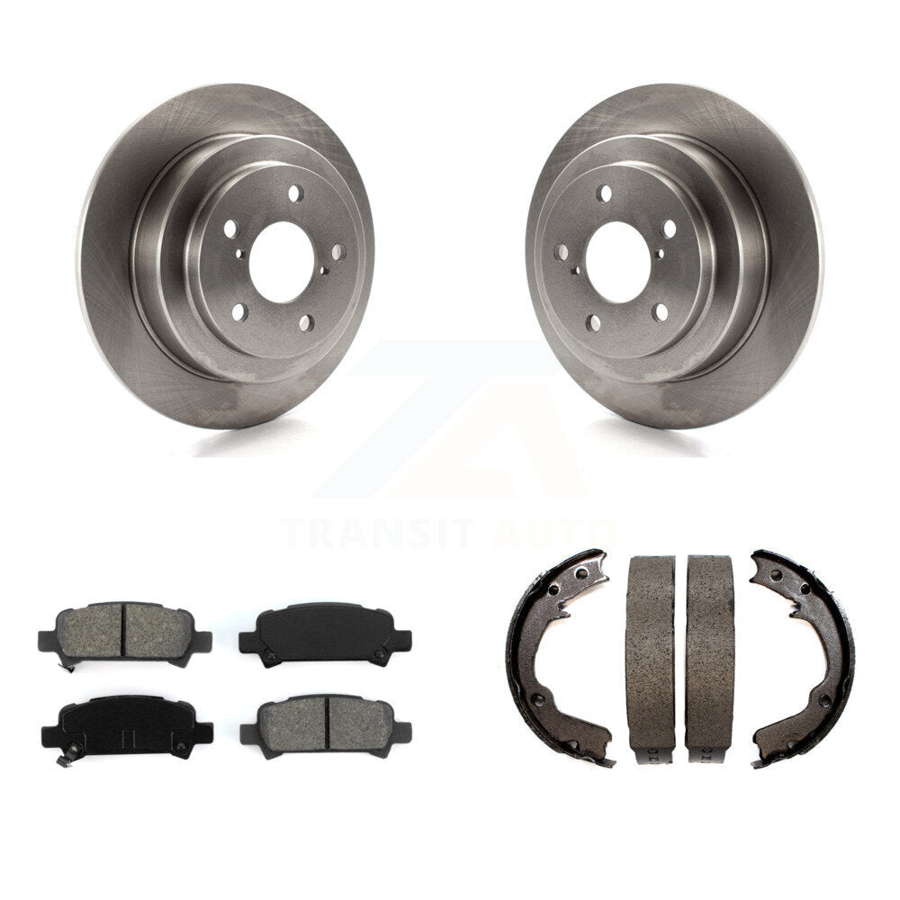 Rear Disc Rotors Semi-Metallic Pads & Parking Brake Shoes Kit For Subaru Forester Impreza K8S-104511