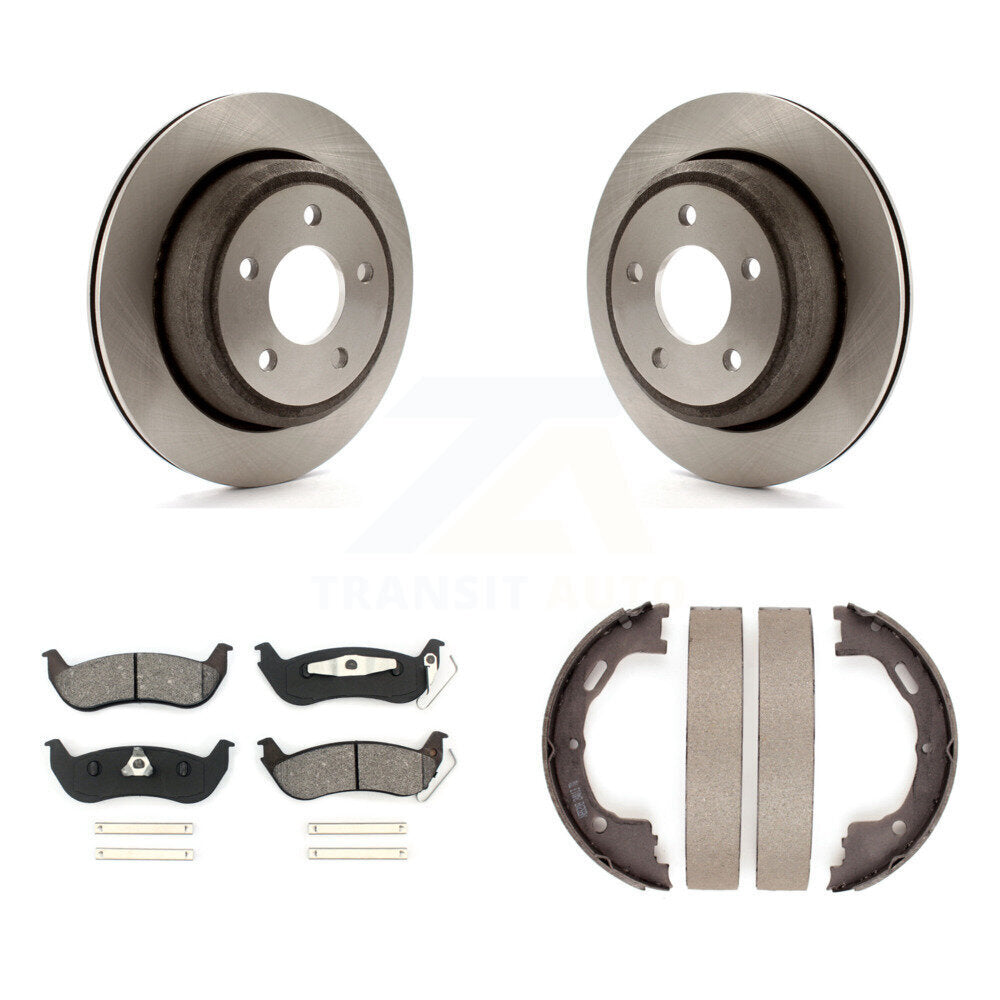 Rear Disc Rotors Semi-Metallic Pads & Parking Brake Shoes Kit For Ford Ranger Mazda B2300 K8S-104513