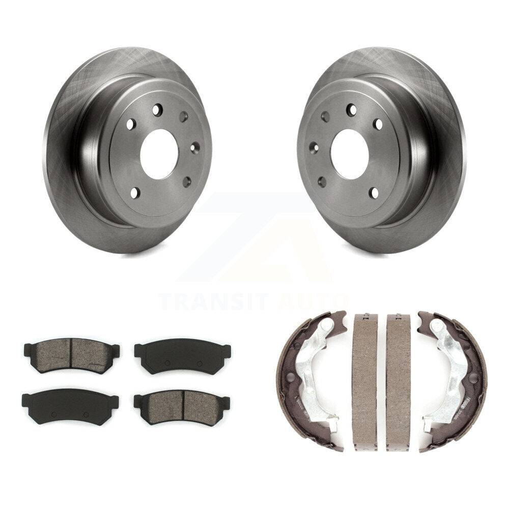 Rear Disc Rotors Semi-Metallic Pads & Parking Shoes Kit For 2007-2008 Suzuki Forenza Reno K8S-104516