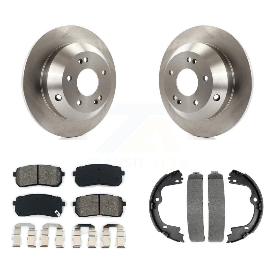 Rear Disc Rotors Semi-Metallic Pads And Parking Brake Shoes Kit For Kia Sedona K8S-104521