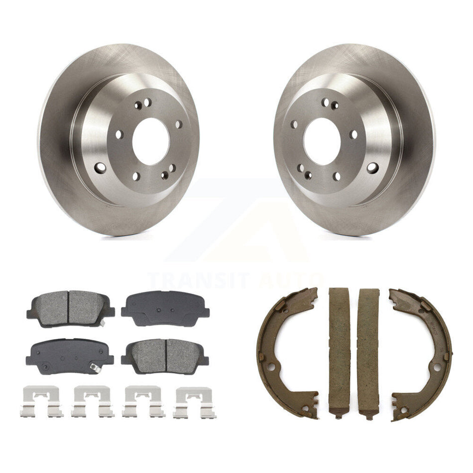 Rear Disc Rotors Semi-Metallic Pads & Parking Shoes Kit For Hyundai Santa Fe Sport Kia XL K8S-104522