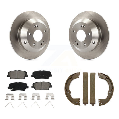 Rear Disc Rotors Semi-Metallic Pads Parking Brake Shoes Kit For Hyundai Santa Fe Sport XL K8S-104524