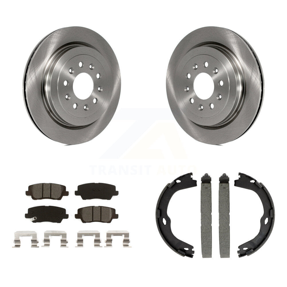 Rear Disc Rotors Semi-Metallic Pads And Parking Brake Shoes Kit For Cadillac ATS K8S-104525