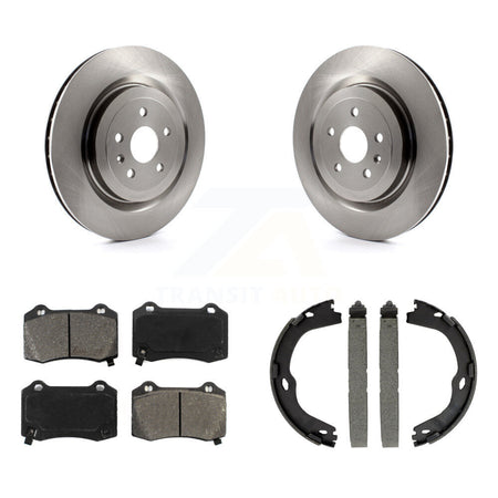 Rear Disc Rotors Semi-Metallic Pads & Parking Shoes Kit For Chevrolet Camaro Cadillac CTS K8S-104526