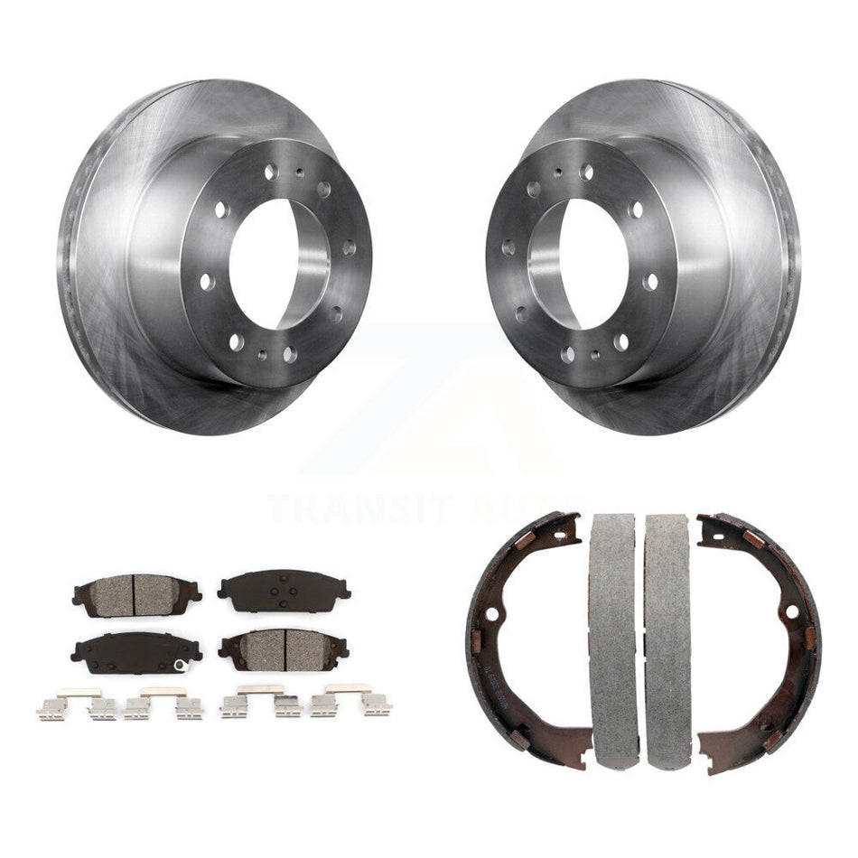 Rear Disc Rotors Semi-Metallic Pads And Parking Brake Shoes Kit For Chevrolet Suburban K8S-104533