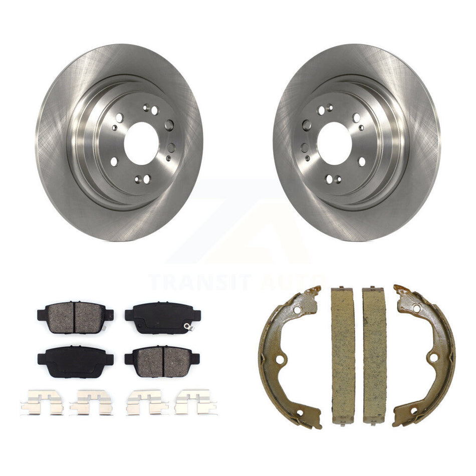 Rear Disc Rotors Semi-Metallic Pads And Parking Brake Shoes Kit For 2009-2014 Acura TL K8S-104535