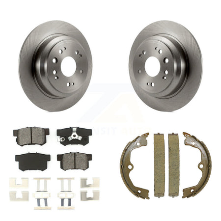 Rear Disc Rotors Semi-Metallic Pads & Parking Brake Shoes Kit For Honda Accord Crosstour K8S-104536