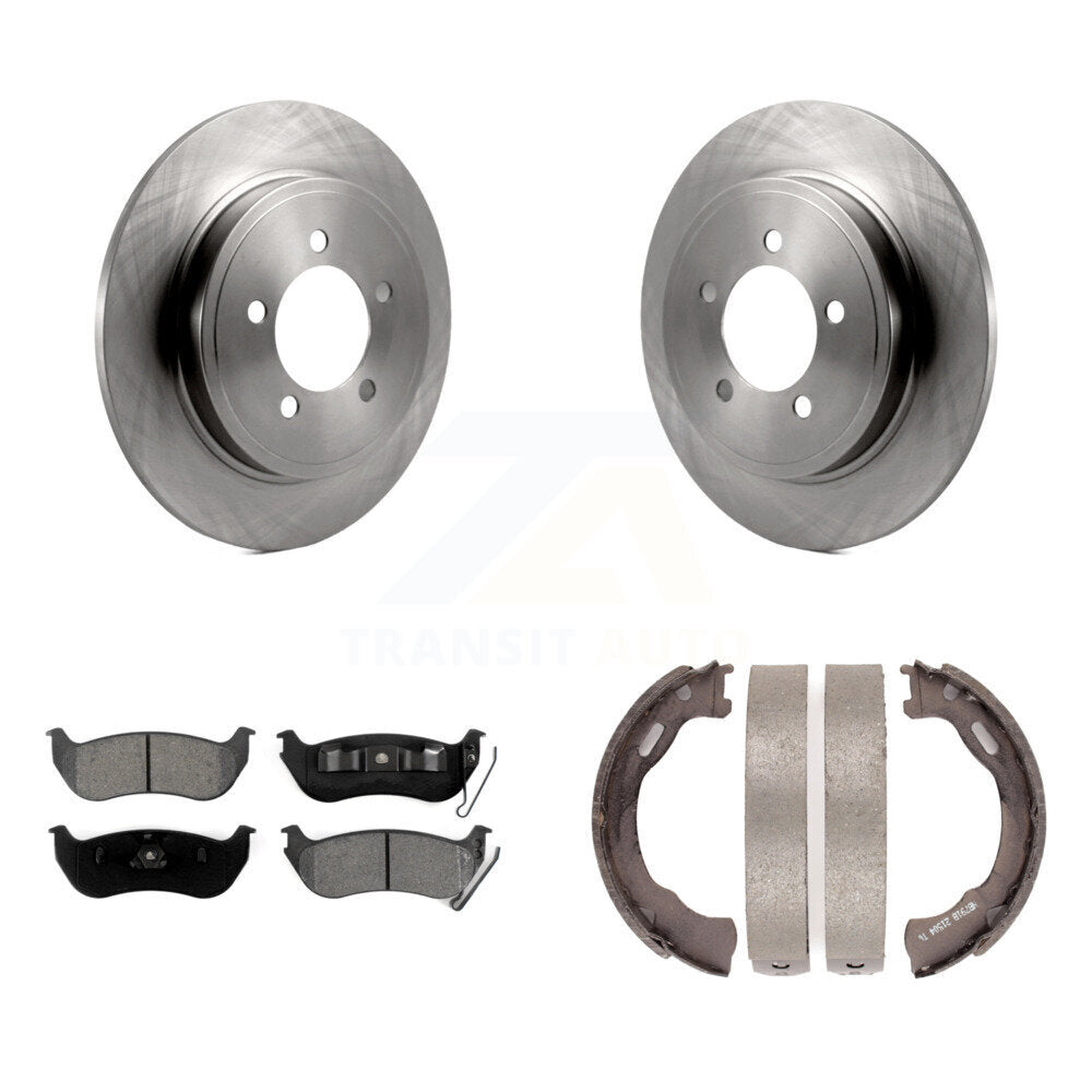 Rear Disc Rotors Semi-Metallic Pads Parking Brake Shoes Kit For Ford Explorer Sport Trac K8S-104539