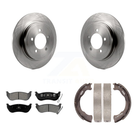 Rear Disc Rotors Semi-Metallic Pads Parking Brake Shoes Kit For Ford Explorer Sport Trac K8S-104539