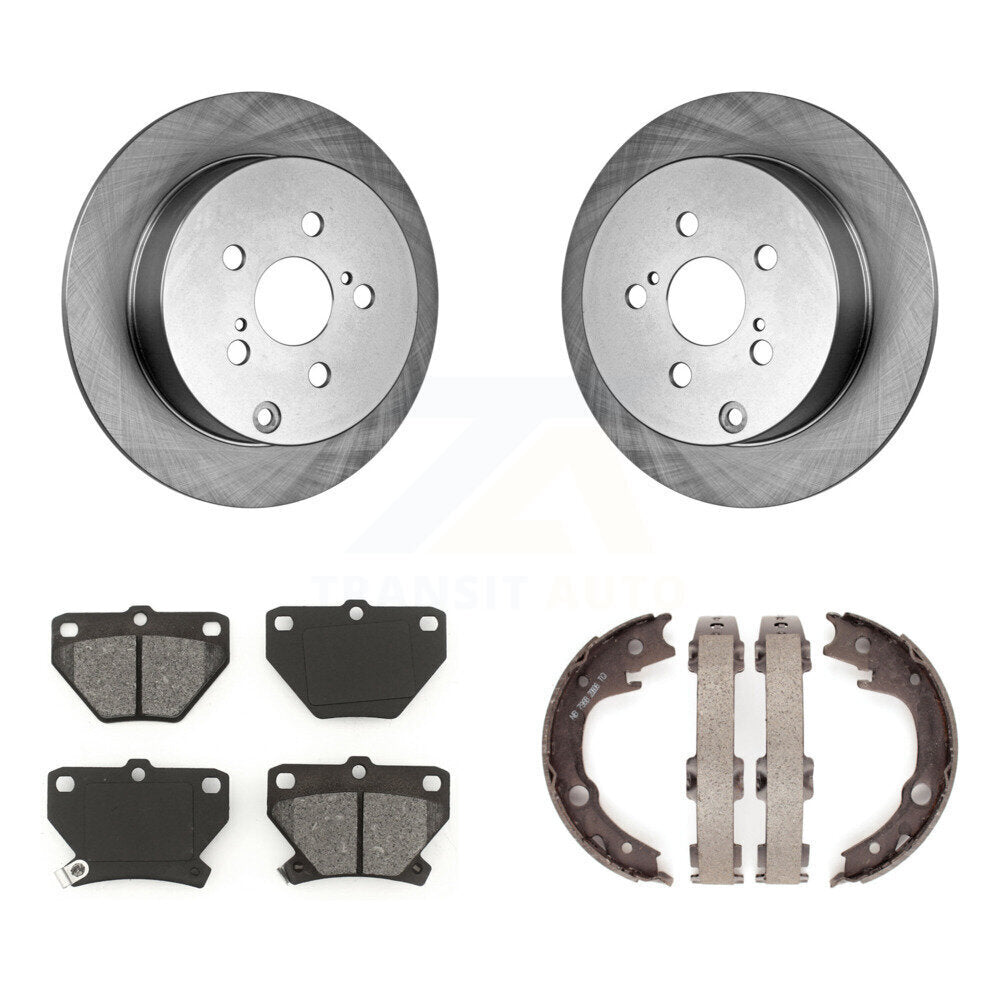 Rear Disc Rotors Semi-Metallic Pads & Parking Shoes Kit For Toyota Matrix Corolla Pontiac K8S-104542