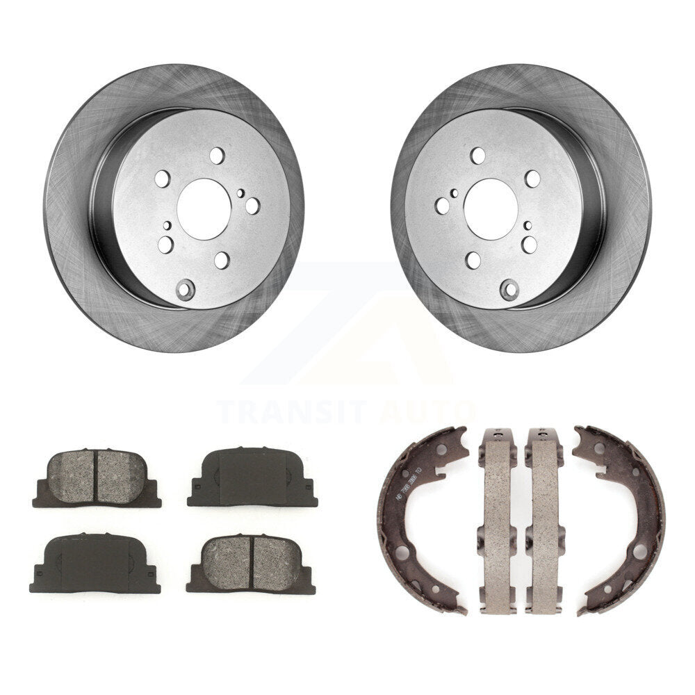 Rear Disc Rotors Semi-Metallic Pads And Parking Brake Shoes Kit For 2005-2010 Scion tC K8S-104543