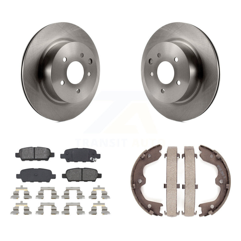 Rear Disc Rotors Semi-Metallic Pads Parking Shoes Kit For INFINITI Nissan Maxima G37 QX50 K8S-104544