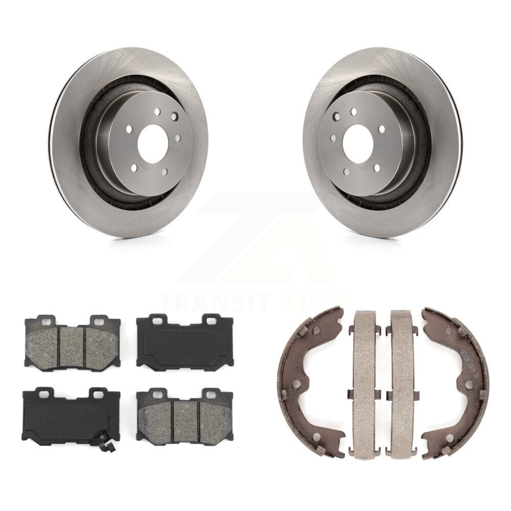 Rear Disc Rotors Semi-Metallic Pads & Parking Shoes Kit For INFINITI G37 Nissan 370Z Q60 K8S-104545