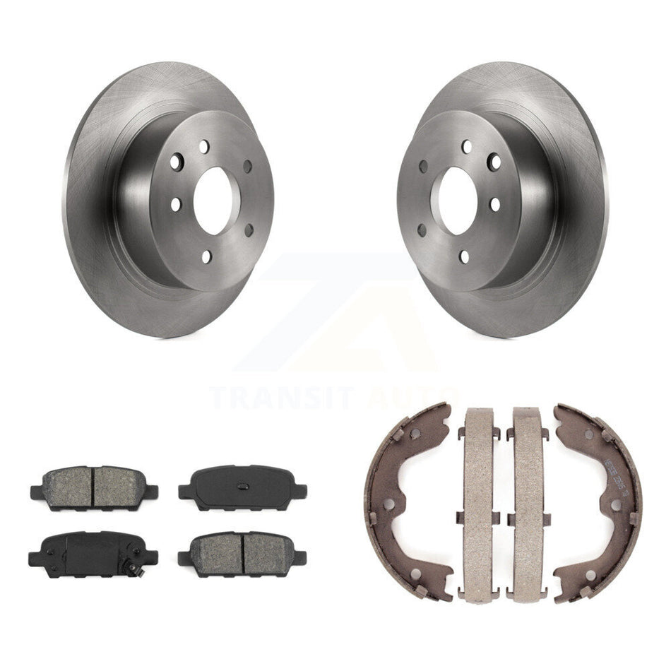 Rear Disc Rotors Semi-Metallic Pads And Parking Brake Shoes Kit For Nissan Altima Maxima K8S-104546