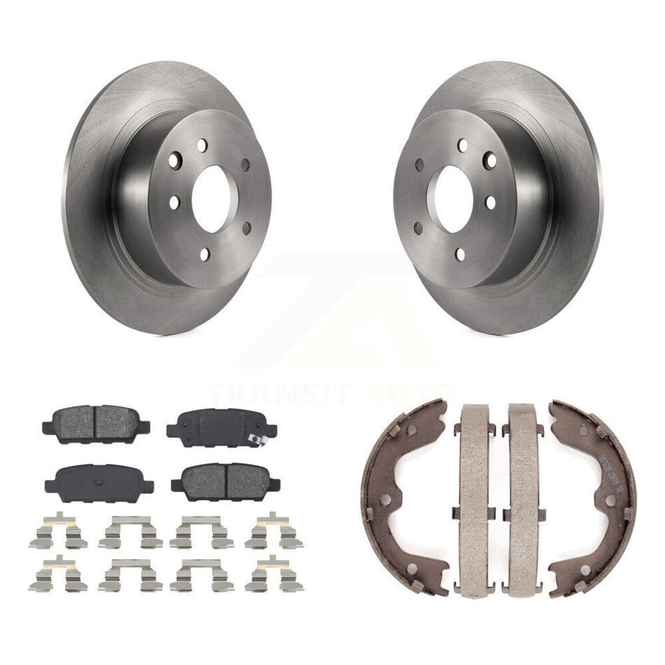 Rear Disc Rotors Semi-Metallic Pads And Parking Brake Shoes Kit For Nissan Altima Maxima K8S-104546