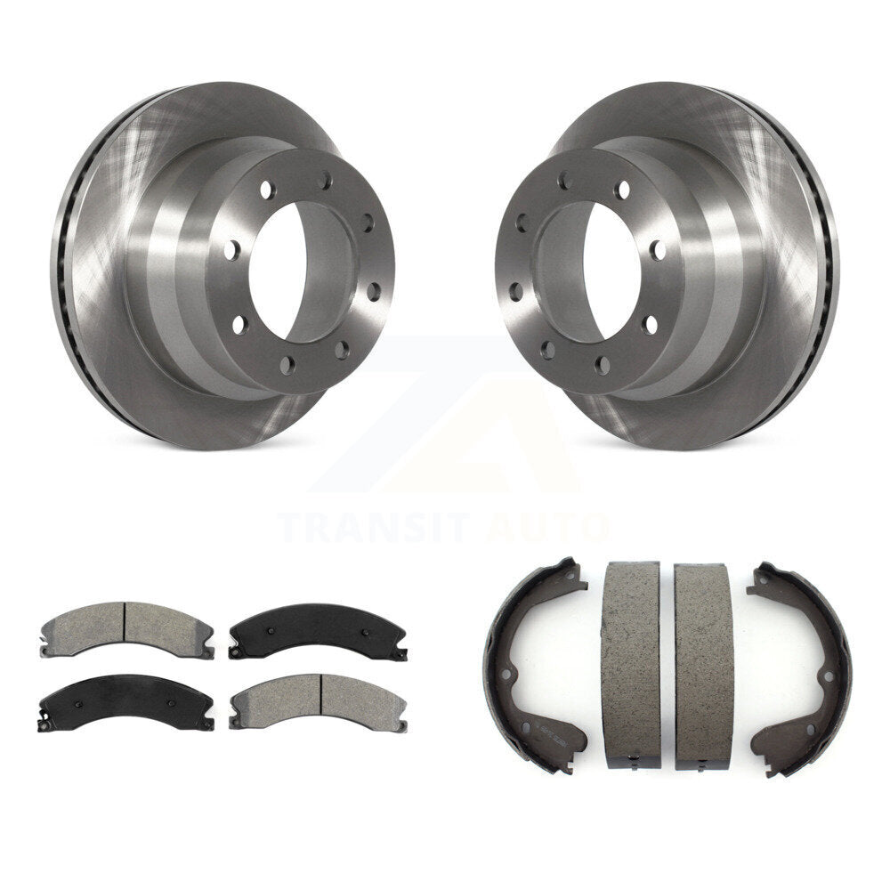 Rear Disc Rotors Semi-Metallic Pads Parking Shoes Kit For Chevrolet Express 3500 GMC 4500 K8S-104557
