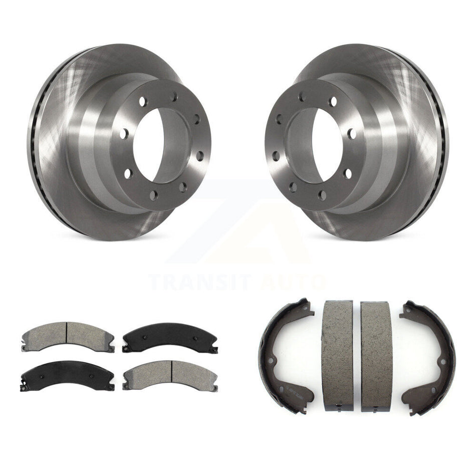 Rear Disc Rotors Semi-Metallic Pads Parking Shoes Kit For Chevrolet Express 3500 GMC 4500 K8S-104557