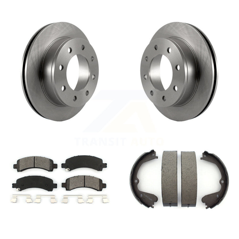 Rear Disc Rotors Semi-Metallic Pads And Parking Shoes Kit For GMC Savana 3500 Cutaway Van K8S-104559