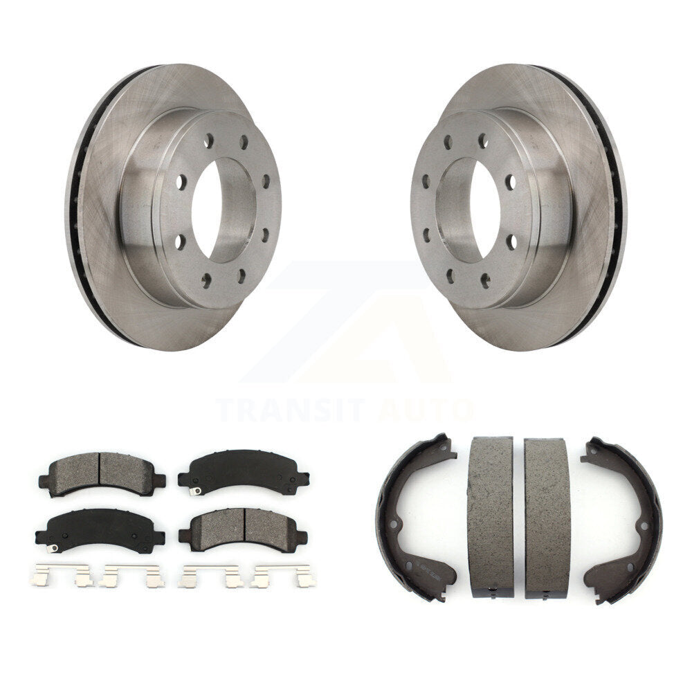 Rear Disc Rotors Semi-Metallic Pads Parking Shoes Kit For 12 GMC Savana 3500 Cutaway Van K8S-104560