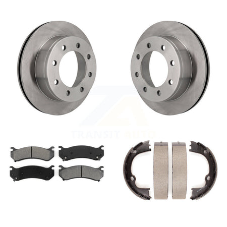 Rear Disc Rotors Semi-Metallic Pads Parking Shoes Kit For GMC Chevrolet Silverado 2500 HD K8S-104562