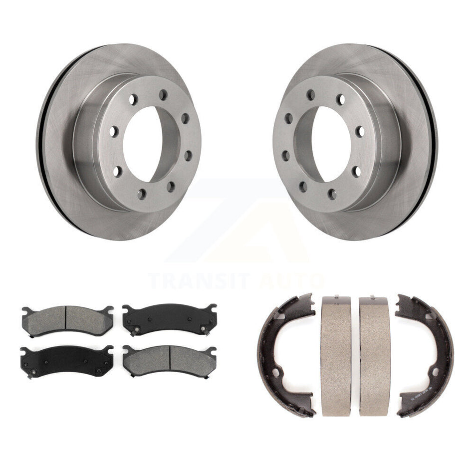 Rear Disc Rotors Semi-Metallic Pads Parking Shoes Kit For GMC Chevrolet Silverado 2500 HD K8S-104562