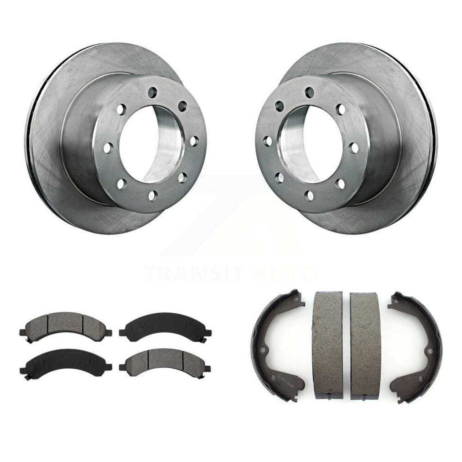 Rear Disc Rotors Semi-Metallic Pads Parking Shoes Kit For 2008 Chevrolet Express 3500 GMC K8S-104565