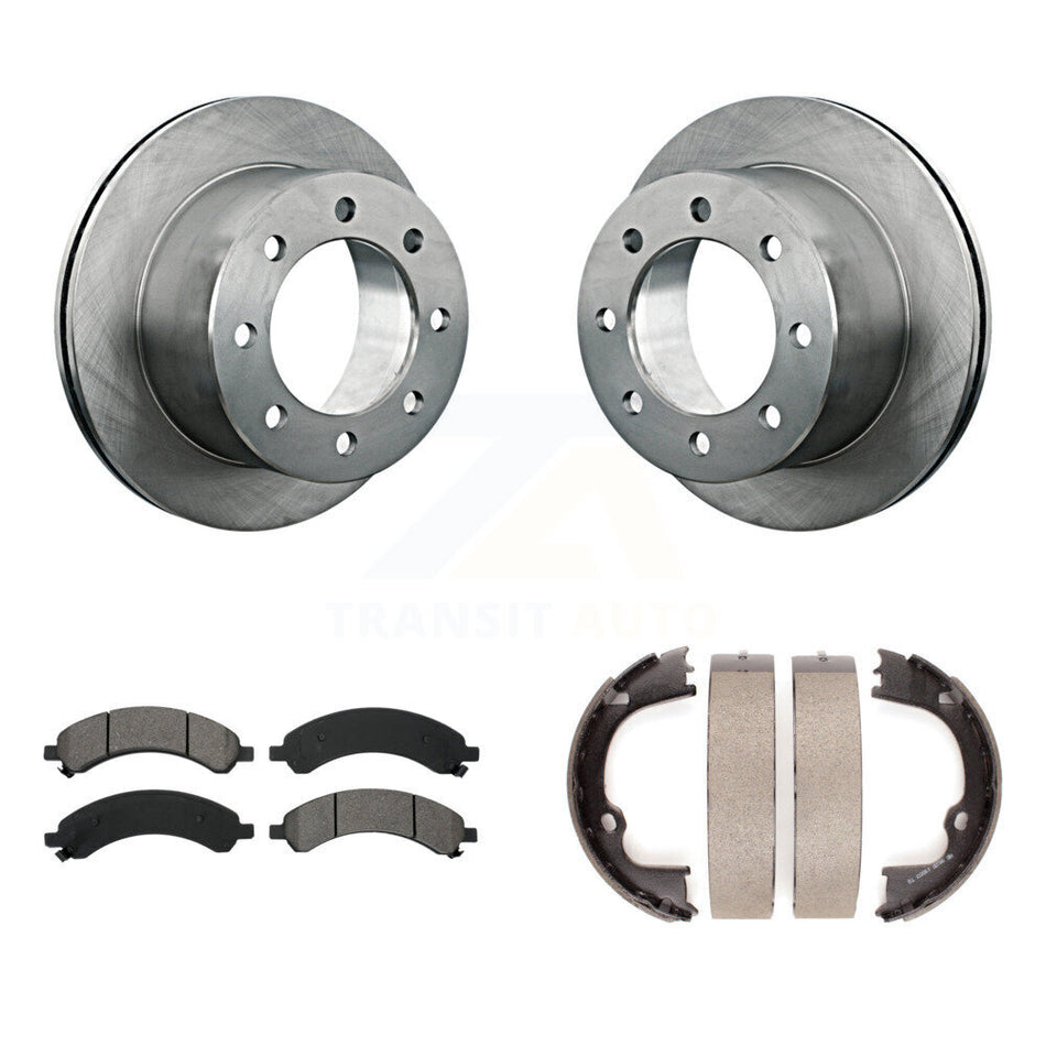 Rear Disc Rotors Semi-Metallic Pads And Parking Brake Shoes Kit For GMC Savana 3500 K8S-104566