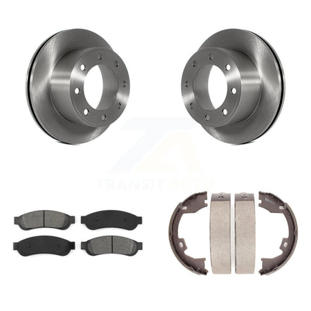 Rear Disc Rotors Semi-Metallic Pads And Parking Shoes Kit For Ford F-250 Super Duty F-350 K8S-104577