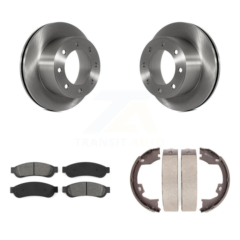 Rear Disc Rotors Semi-Metallic Pads And Parking Shoes Kit For Ford F-250 Super Duty F-350 K8S-104577