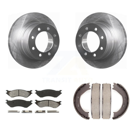 Rear Disc Rotors Semi-Metallic Pads And Parking Brake Shoes Kit For Dodge Ram 1500 K8S-104578