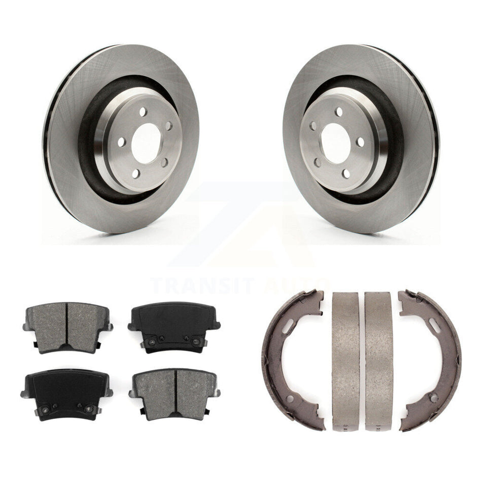Rear Disc Rotors Semi-Metallic Pads And Parking Brake Shoes Kit For Dodge Charger K8S-104587
