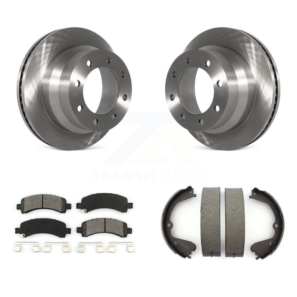 Rear Disc Rotors Semi-Metallic Pads & Parking Brake Shoes Kit For Chevrolet Express 4500 K8S-104591