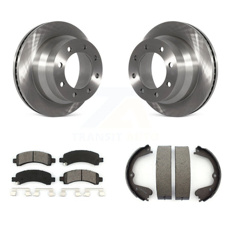 Rear Disc Rotors Semi-Metallic Pads & Parking Brake Shoes Kit For Chevrolet Express 4500 K8S-104591