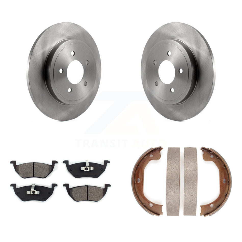 Rear Disc Rotors Semi-Metallic Pads Parking Brake Shoes Kit For Ford Escape Mazda Tribute K8S-104592