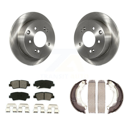 Rear Disc Rotors Semi-Metallic Pads And Parking Brake Shoes Kit For 2010-2013 Kia Soul K8S-104597