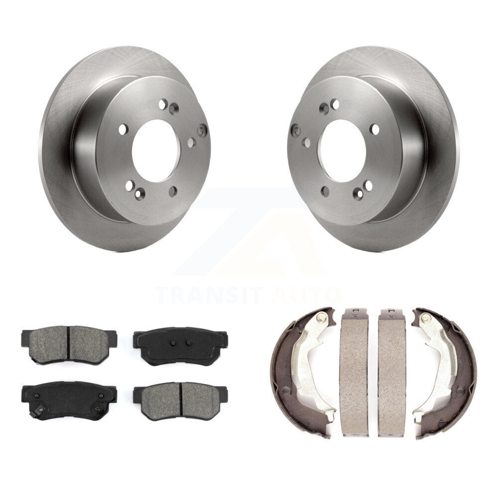 Rear Disc Rotors Semi-Metallic Pads Parking Shoes Kit For Hyundai Sonata XG350 Kia Optima K8S-104599